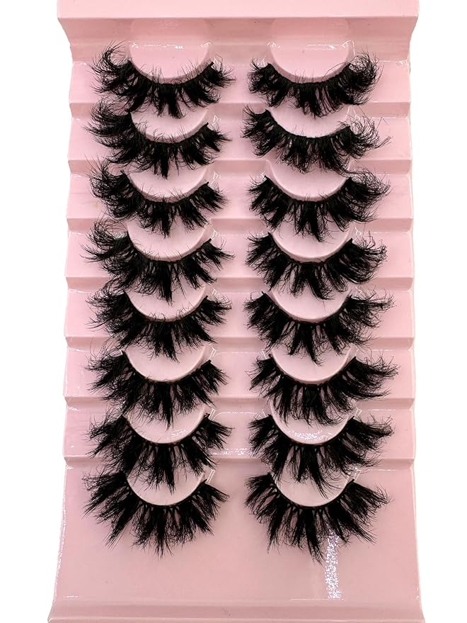 HBZGTLAD Mink Lashes Fluffy False Eyelashes 25mm Dramatic Faux Mink Eyelashes Natural Look Cat Eye Volume Eye Lashes Multipack (9D-24)