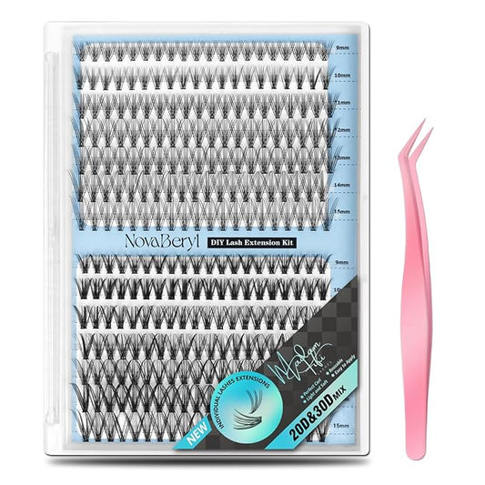 20D & 30D Lash Clusters, DIY Individual Lash Extensions, Soft Reusable Natural Eyelashes, 0.07mm C Curl, Mixed Lengths 9-15mm, Natural Look False Lashes