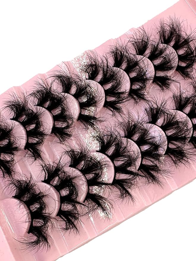 HBZGTLAD Mink Lashes Fluffy False Eyelashes 25mm Dramatic Faux Mink Eyelashes Natural Look Cat Eye Volume Eye Lashes Multipack (9D-22)