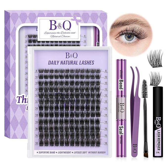 B&Qaugen Lash Clusters Kit Natural Lash Extension Kit for Beginners Z14 156 PCS Wispy Eyelash Extension Kit 8-18 Mixed Cluster Eyelash Extensions Kit D Curl Diy Lash Extension Kit at Home（kit，Z14）