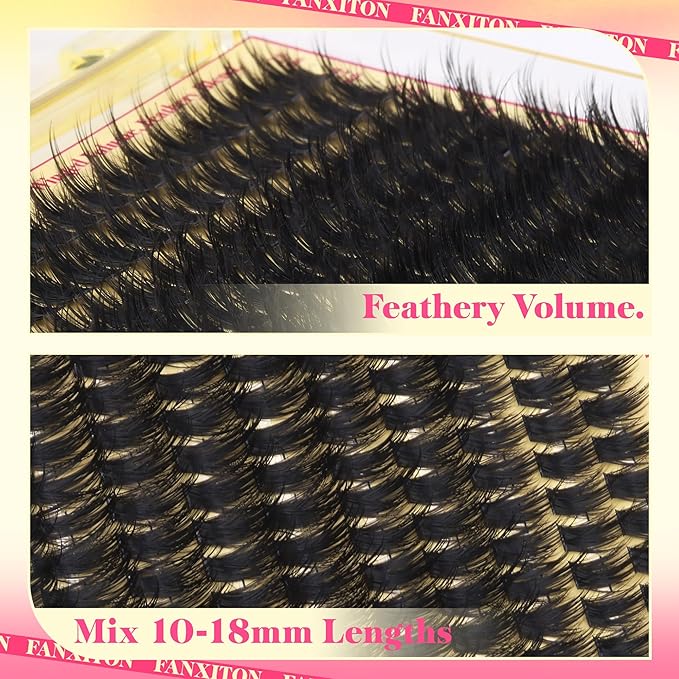 Wispy Lash Clusters with Spikes Manga Lash Clusters 160D Eyelash Clusters 10-18MM Thick Lashes Clusters Fluffy Cluster Eyelash Extensions by FANXITON