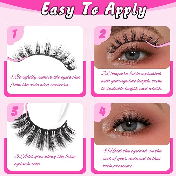 Veleasha Lashes 5D Faux Mink Lashes 100% Handmade Wispy Lashes Charming Luxurious Fake Eyelashes Lightweight Fluffy False Eyelashes 5 Pairs Pack (5D04)