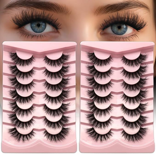 14Pairs Wispy Mink Lashes Fluffy Eyelashes Natural Look 5D Volume Fake Eyelashes 2Pack 3D1004-7