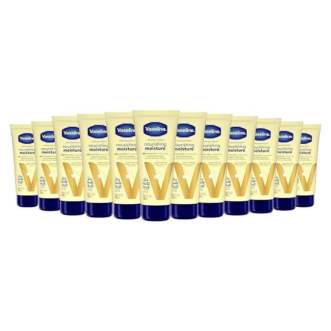 Vaseline Nourishing Moisture Body Lotion Hand & Body Lotion Pack of 12 for Dry Skin made with Ultra-Hydrating Lipids & Pure Oat Extract 3.4 oz