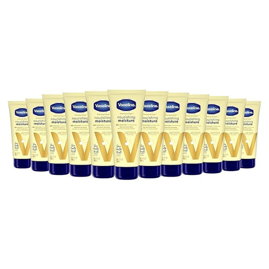 Vaseline Nourishing Moisture Body Lotion Hand & Body Lotion Pack of 12 for Dry Skin made with Ultra-Hydrating Lipids & Pure Oat Extract 3.4 oz