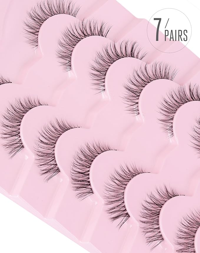 Onlyall Natural Eyelashes Wispy Lashes Clear Band Lashes Natural False Eyelashes C Curl Lashes Fake Eyelashes Natural Lashes 13mm Lashes H6