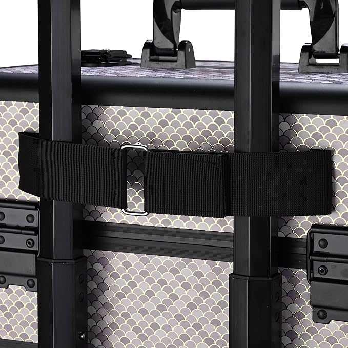 BYOOTIQUE Rolling Makeup Train Case 4in1 Professional Travel Art Deco Graphite