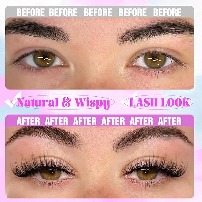 Individual Lashes Clusters Natural Lash Extensions 10-16 MM Wispy Eyelash Clusters 144 pcs Eyelash Extension C-Curly Lash Extensions by Lvmixwig