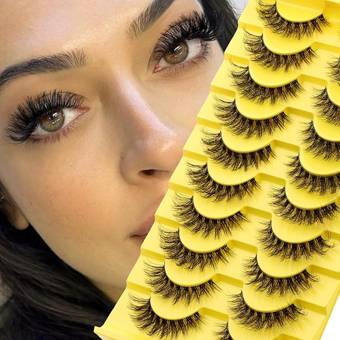 Fake Eyelashes 3D Effect Strip Lashes Wispy False Lashes Mink False Eyelashes By GEMERRY(10 Pairs, A05)