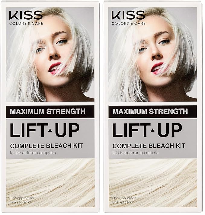 KISS Lift Up Complete Hair Bleach & Icy Silver Toner Kit, Gentle Conditioning Formula that Reduces Brassiness, Complete 6-Pc DIY Bleach Kit, ICE (Pack of 2)