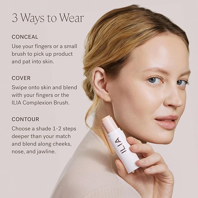 ILIA - Skin Rewind Complexion Stick - Foundation + Concealer + Skincare | Non-Toxic, Vegan, Cruelty-Free, Clean Makeup (42C - Ekki, 0.35 oz | 10 g)