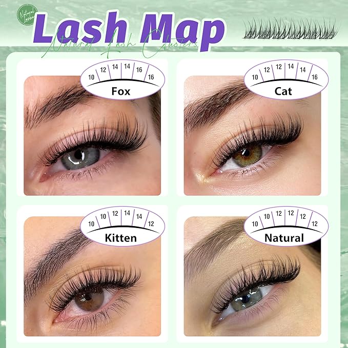 Mavphnee Natural Lash Clusters Kit C-Curly DIY Lash Extensions Kit 10-16MM Wispy Cluster Eyelash Extensions Kit Waterproof Lash Bond and Seal Kit 144PCS Your-Home-Lash-Salon Lash Kit