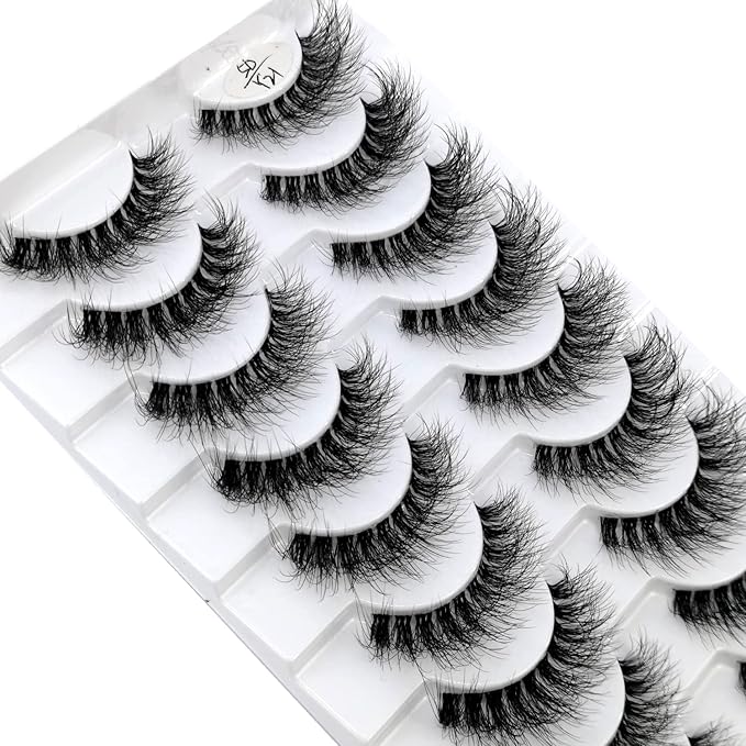 HBZGTLAD New 10 Pairs 3D Mink Lashes False Eyelashes Handmade Wispy Fluffy Long Lashes Natural Eye Makeup Tools Eye Lashes(5DY21)