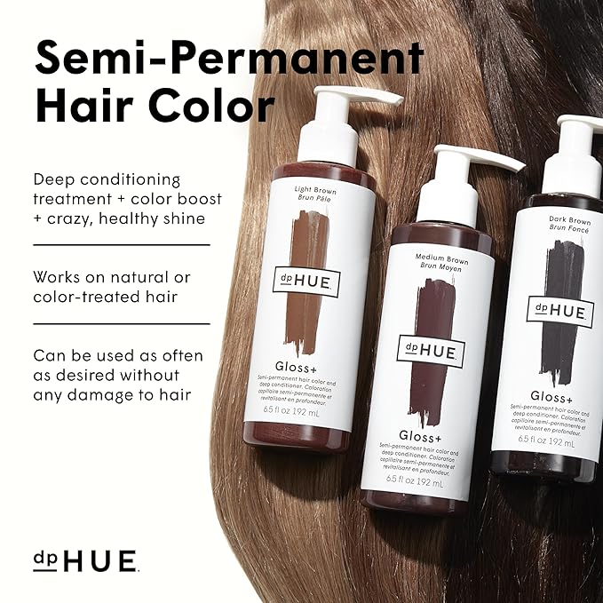 dpHUE Gloss+, Black - 6.5 oz - Semi-Permanent Hair Color & Conditioner - Paraben, SLS & SLES Sulfate Free - Vegan, Leaping Bunny Certified
