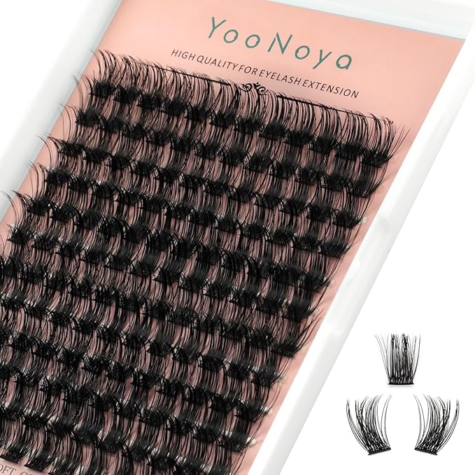 Lash Clusters 144 PCS 16mm Mix Volume Lashes Eyelash Clusters D Curl Cluster Eyelash Extensions Natural Wispy Cluster Lashes Reusable Individual Thick Lash Extension (QD-16mm - Mix)