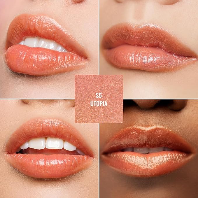 Oulac Moisturizing Shine Lipstick For Women Christmas Set 2PCS, 2 in 1 Tinted Lip Balm for Winter, Hydrated Juicy and Glossy Lip Color for Dry, Cracked and Chapped Lips, Vegan [S03+S05]