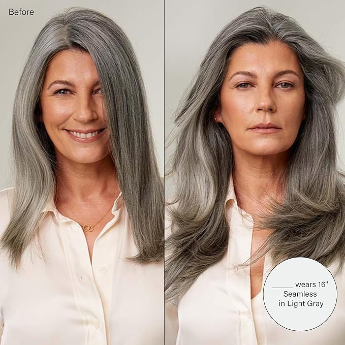 Luxy 100% Remy Human Hair - Seamless Clip-In Hair Extensions - Multi-Dimensional Color for Natural Blending, Adds Volume & Length 50 grams 12" Light Gray Seamless