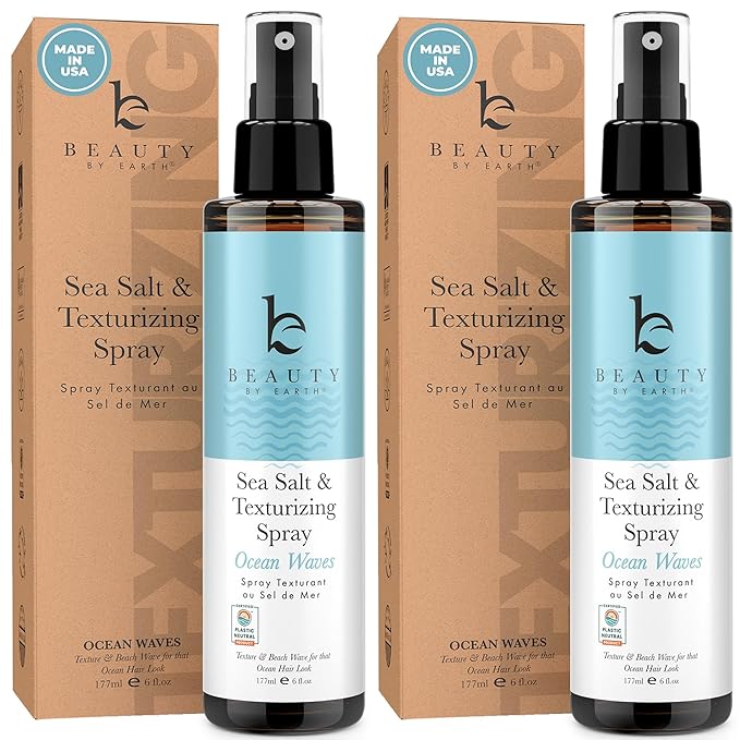 Beauty by Earth Sea Salt Spray for Textured Beach Waves & Volume - USA Made with Organic Ingredients, Texturing & Volumizing Spray for Fine Hair for Men & Women