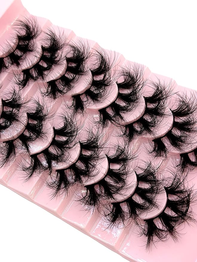 HBZGTLAD Mink Lashes Fluffy False Eyelashes 25mm Dramatic Faux Mink Eyelashes Natural Look Cat Eye Volume Eye Lashes Multipack (9D-22)
