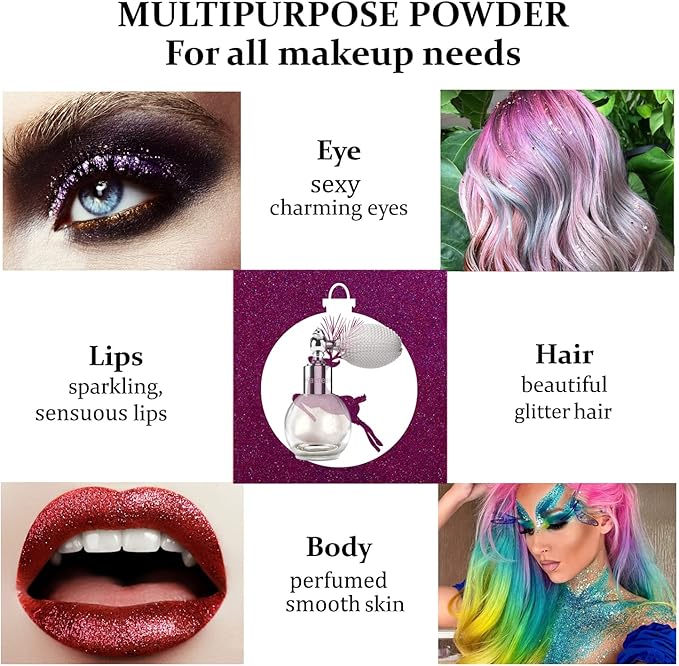 Champagne Highlighter Spray, Loose Shimmer Powder High Gloss Makeup Mist for Body, Face, Hair, Long Lasting Glitter Hairspray for Festive Party, Stage Shows, Nightclubs, Bar (2#)