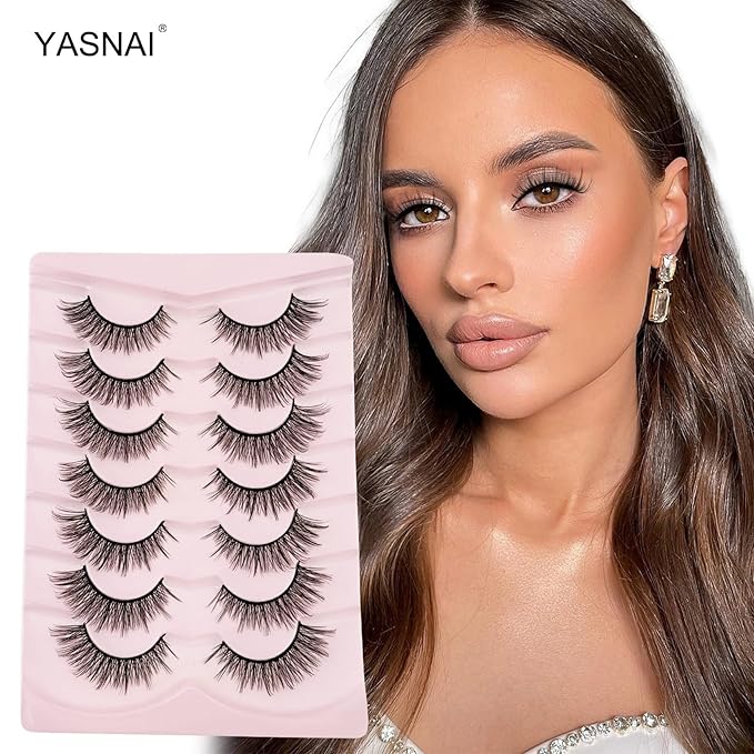 Natural Look Lashes Yasnai Wispy Cat Eye Lashes False Eyelashes Lashes Fake Lashes Eyelashes 7 Pairs Pack