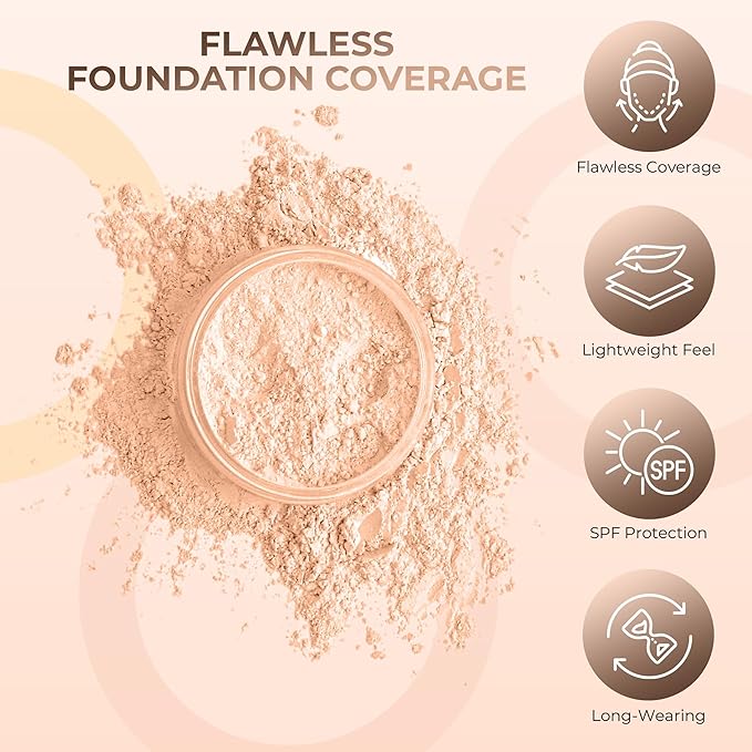 16pc Beginner Mineral Makeup STARTER KIT with 10 BRUSHES(5gm)Sample Size Foundation, Primer, Blush, Bronzer, Setting Powder for Learning, Occasional Use,First Time Users, Travel Size Kit(Pink Bisque)