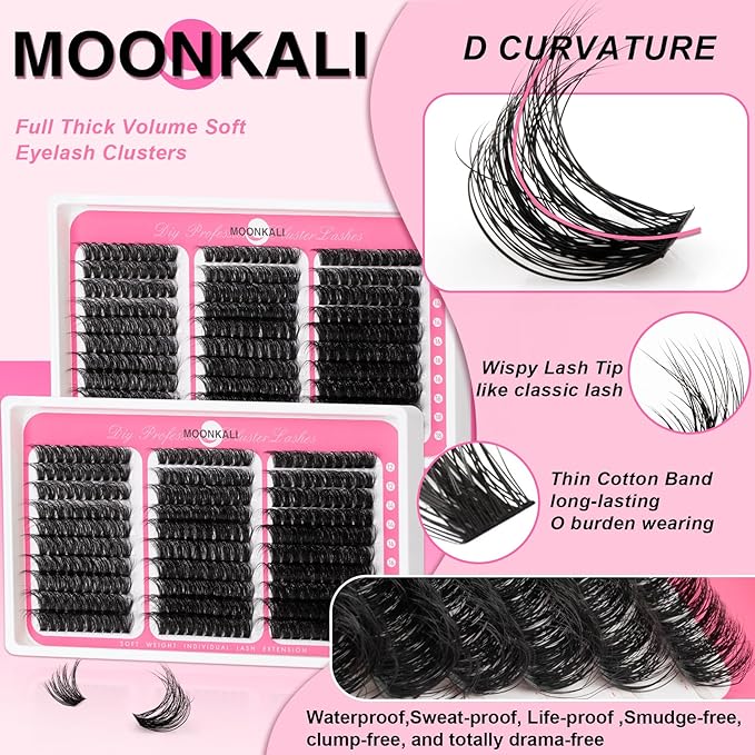 Lash Clusters 60D 80D 100D Mix Individual Lashes Clusters Luxury Versatile 3D Full Eyelash Clusters 12-18MM Thick Volume Cluster Eyelash Extensions Waterproof D Curly DIY Fake Mink Eyelashes Extension
