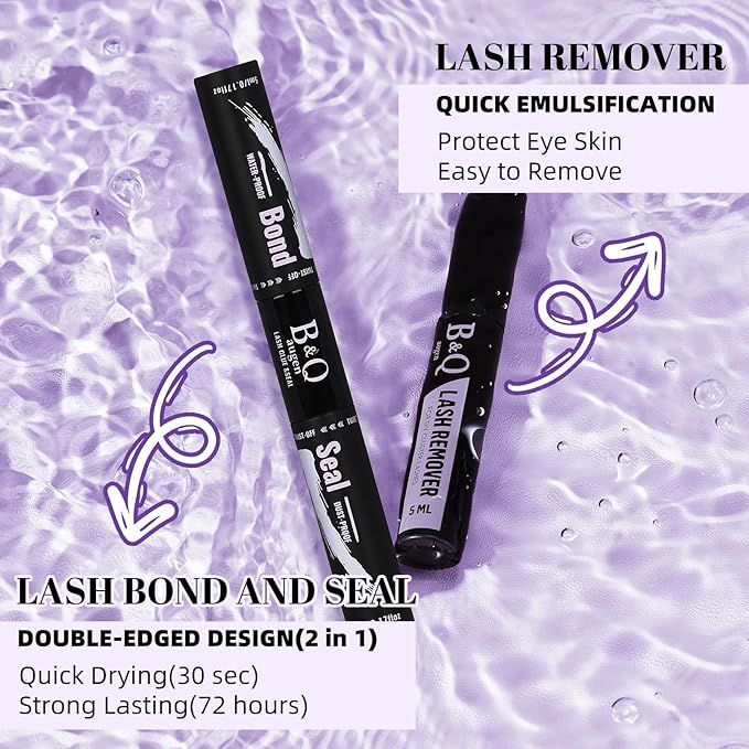 B&Q Lash Extension Kit 192 pcs Eyelash Extension Kit B19+B28 8-18mm Mixed Lash Clusters Kit Individual Lashes Kit Wispy with Lash Glue and Remover Applications Eyelash Kit (B19+B28, Kit)