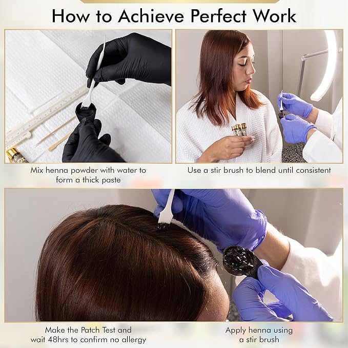 BROWSXPERT Gentle Spot Henna Hair Dye With Mixing Dish, Exclusive Stir and Brush + Follow Instructions | 3.5g | Natural Deep Dark Brown