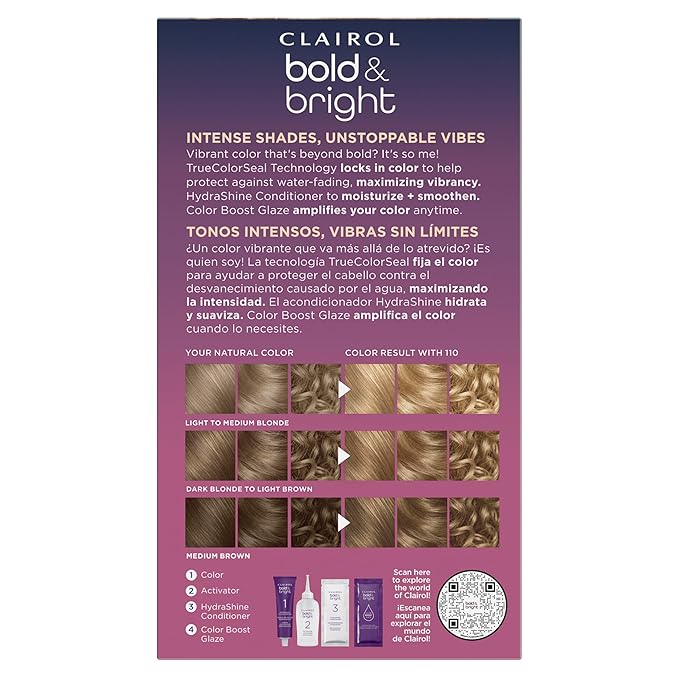 Clairol Bold & Bright Permanent Hair Dye, 110 Piña Colada Hair Color, Pack of 2