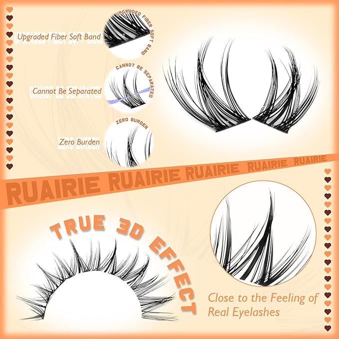 Manga Lash Clusters Spiky Eyelash Clusters Natural Lash Extensions Wispy Lashes Clusters C Curly 8-16mm Individual Lashes Extension 140pcs DIY at Home Cluster Lashes by Ruairie