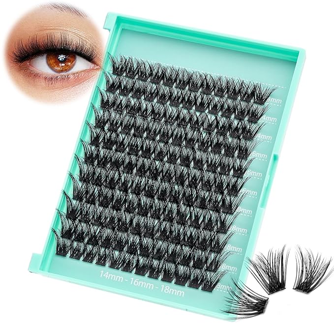 Bodermincer Lash Clusters D Curl Black/Brown/Colored Lashes 10-12-14/12-14-16/16-18-20mm Mixed Lash Clusters Kit For Beginner (Y05# 14-16-18mm Mixed)