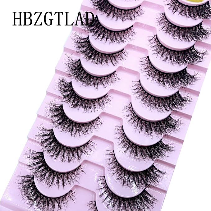 HBZGTLAD New 10 Pairs 3D Mink Lashes False Eyelashes Handmade Wispy Fluffy Long Lashes Natural Eye Makeup Tools Eye Lashes(M50)