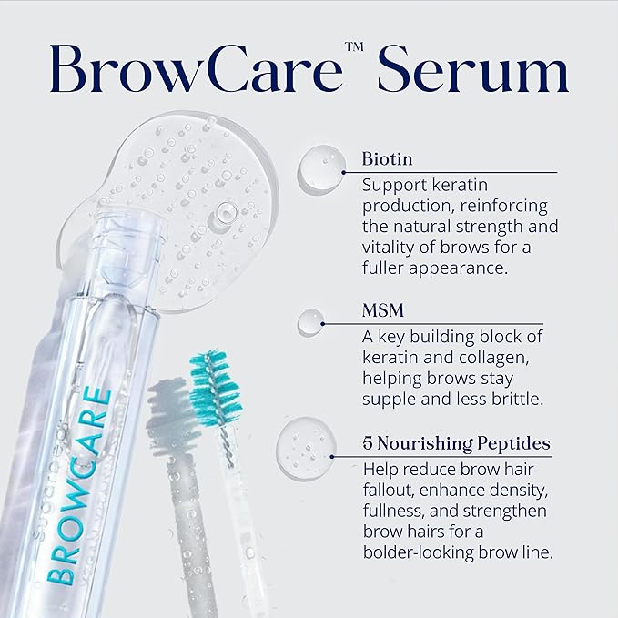 SugarbearPRO BrowCare Vitamin Serum with Peptides MSM and Biotin | Vegan Formula | 3 Month Supply for Fuller Healthier Looking Brows