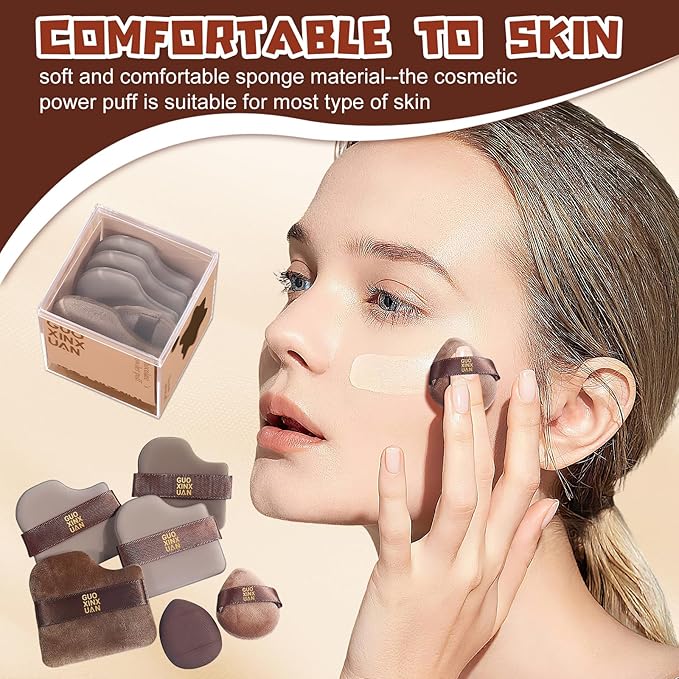 12 PCS Quick Makeup Foundation Puff Set,Foundation Sponge Puff,Cushion Puff,Mini Powder Puff Collection(2 Box of 6 PCs) Guoxiaoniu Chocolate Color Quick Makeup Foundation Puff Set