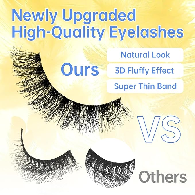 Fake Eyelashes 3D Effect Strip Lashes Wispy False Lashes Mink False Eyelashes By GEMERRY(10 Pairs, A05)