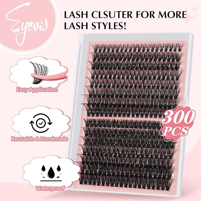 Volume Lash Clusters 60D+80D Thick Eyelash Clusters D Curl Cluster Eyelash Extensions 10-18mm Ultra-Soft Individual Lashes DIY Lash Clusters at Home（60D+80D, 10-18mm）