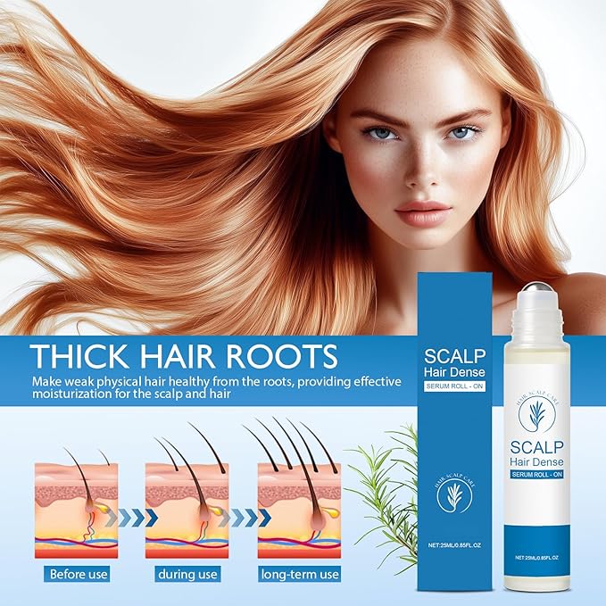 2PC Hair Growth Roll On Serum, Rosemary Hair Growth Serum Roll On, Strengthens Roots & Prevents Hair Fall, Achieve Thicker, Fuller Hair
