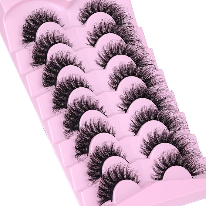 Fluffy Cat Eye Lashes - Faux Mink Wispy Strip Lashes, Black