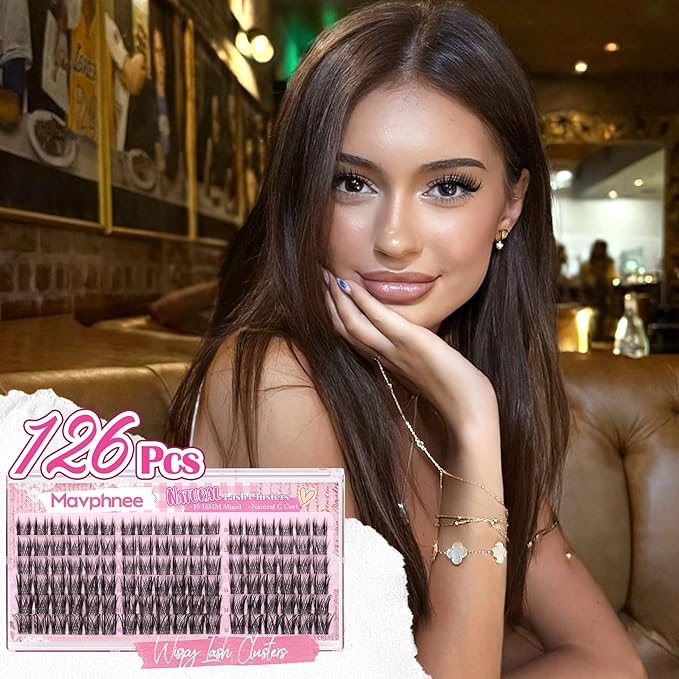 Anime Lash Clusters Fairy Eyelash Clusters Spiky Lash Extensions Natural Lash Clusters Manga C-Curly Individual Lashes Fluffy Wispy Lash Hack Clear Band Cluster Eyelash Extensions (108Pcs, 10-16MM)