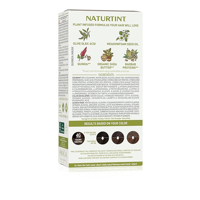 Naturtint 4G Golden Chestnut Permanent Hair Color (Pack of 1), Ammonia Free, Vegan, Cruelty Free, up to 100% Gray Coverage, Long Lasting Results (Packaging may vary)