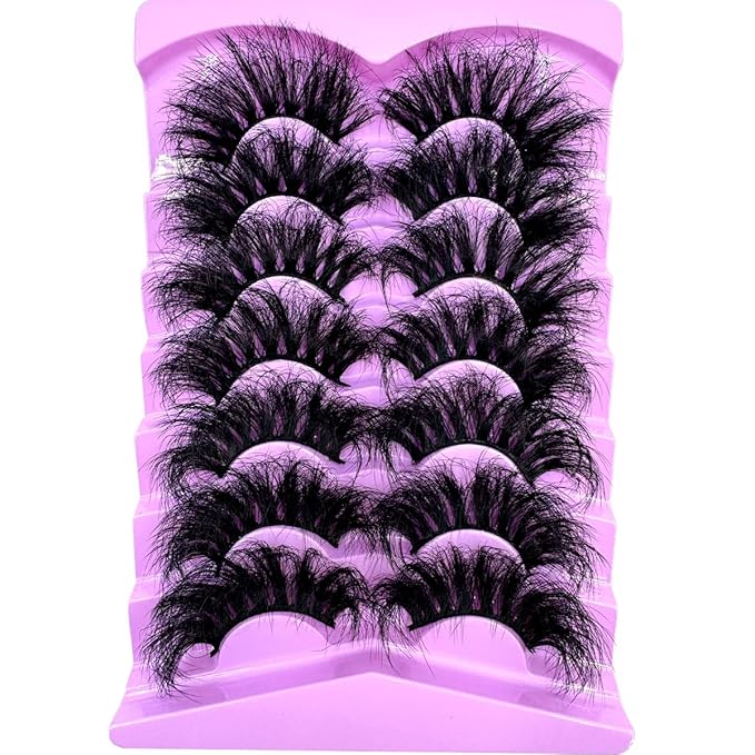 HBZGTLAD Mink Lashes Fluffy False Eyelashes 25mm Dramatic Faux Mink Eyelashes Natural Look Cat Eye Volume Eye Lashes Multipack (LD36)