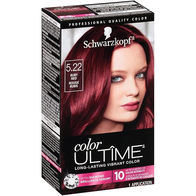 Schwarzkopf Color Ultime Hair Color, 5.22 Ruby Red, 1 Application - Permanent Red Hair Dye for Vivid Color Intensity and Fade-Resistant Shine up to 10 Weeks (Pack of 2)