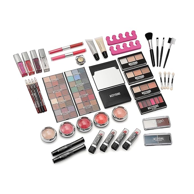 All-in-One Makeup Kit Gift Set Women Full Set Carry All Professional Make up Kit With Makeup Bag Lipgloss Lipstick Concealer Blush Foundation Face Powder Eyeshadow Palette Cosmetic Palette #10