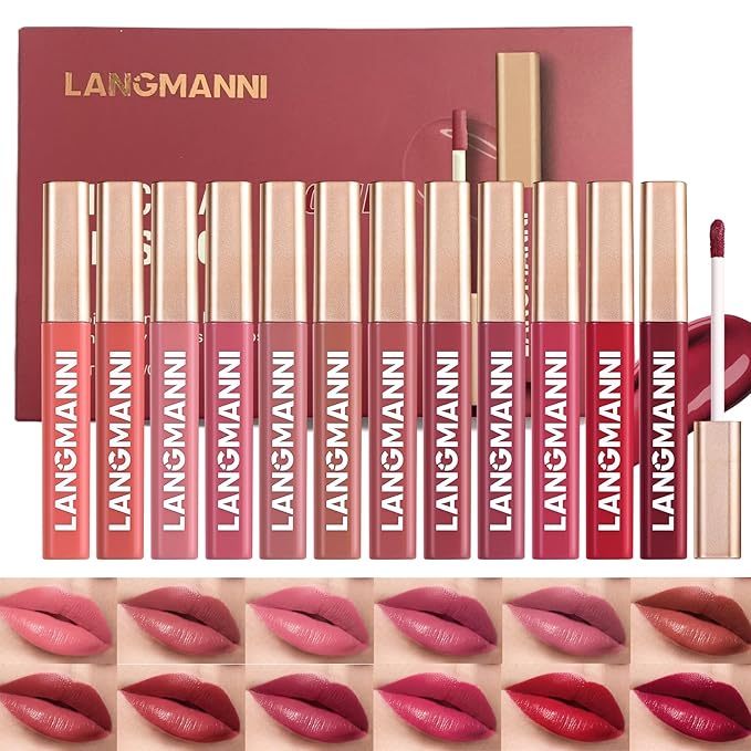 Jolilab 12 Colors Cream Texture Lip Gloss Set - Highly Pigmented,Hydrating, Moisturizing Makeup for Women（Set 12Color）