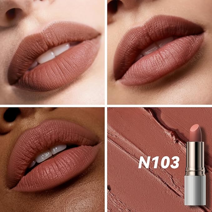 MAANGE Lipstick, Matte Lipstick Long Lasting Transfer-Proof Waterproof & Hydrating Lip Makeup, Full Coverage for a Nourishing Pout,1 Count-N103