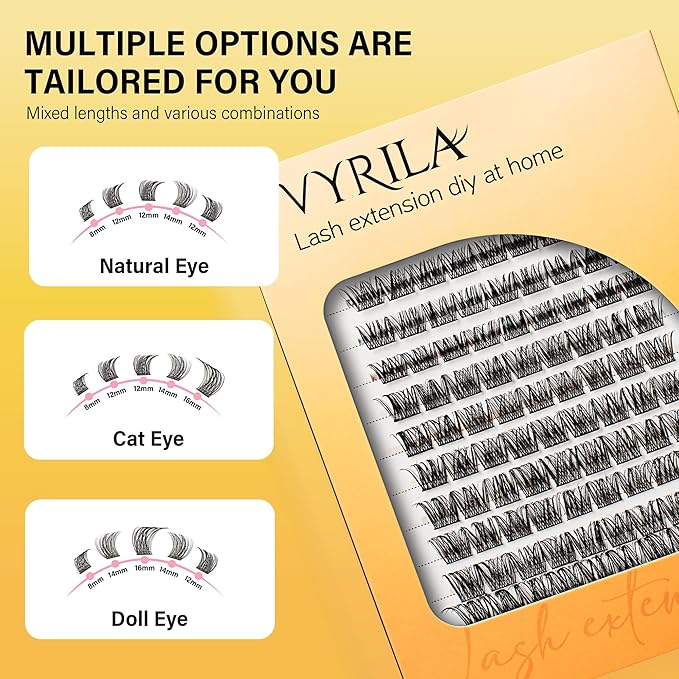 Lash Clusters 8-16mm, False Eyelashes 108pcs, Cluster Eyelash Extensions Matte Black Soft, Diy Lash Extensions D Curl Natural Lash Clusters Faux Mink Lashes Wispy（Dewy,108pcs,0.07,D,8-16MIX)