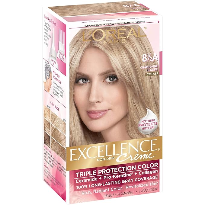 L'Oreal Paris Excellence Créme Permanent Hair Color, Champagne Blonde [8.5A] 1 ea ( Packs of 4)