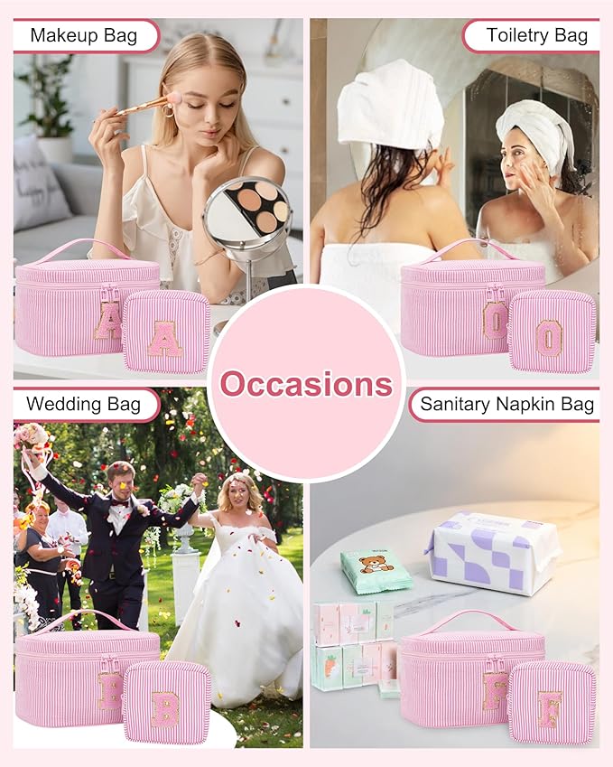 Period Bag Sanitary Napkin Storage Bag|Tampon Pouch Portable Feminine Care First Period Kit for Teen Girls Women Gift for Her Monogram Initial Cute Toiletry Bag,2PCS Pink P