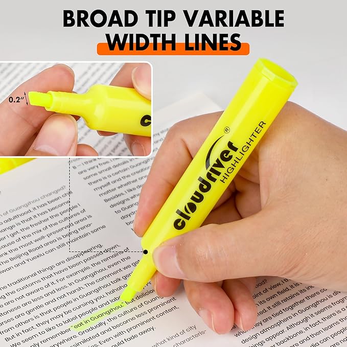 cloudriver Highlighters Bulk Pack of 78, Yellow Highlighter, Chisel Point, Quick Drying Ink, Highlighters Suitable For Classroom, Office And Shop